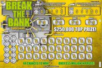 Break the Bank Super Ticket scratchcard - game number #2386 - front