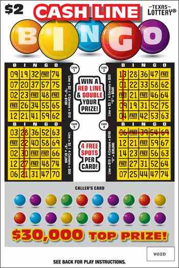 Cash Line Bingo scratchcard - game number #2647 - front