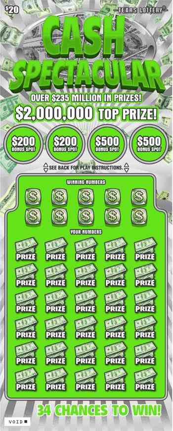 Cash Spectacular scratchcard - game number #2367 - front