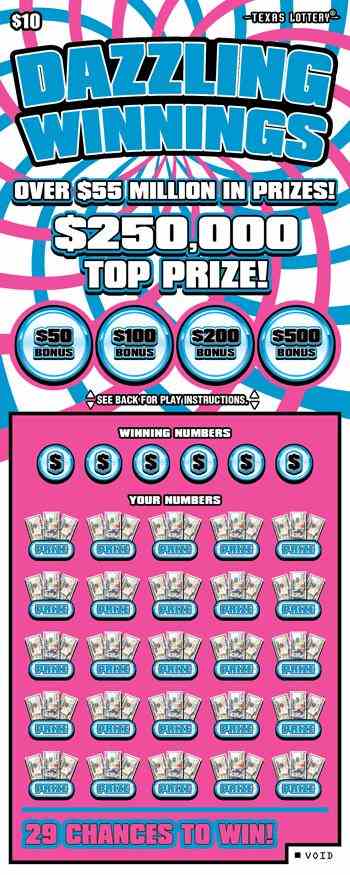 Dazzling Winnings scratchcard - game number #2494 - front