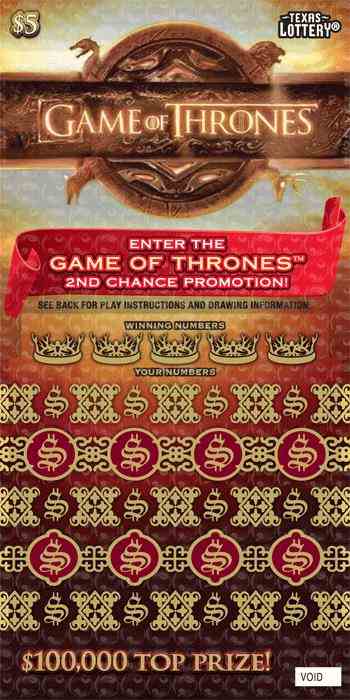 Game Of Thrones scratchcard - game number #2592 - front