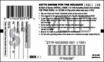 Gnome For The Holidays scratchcard - game number #2779 - back