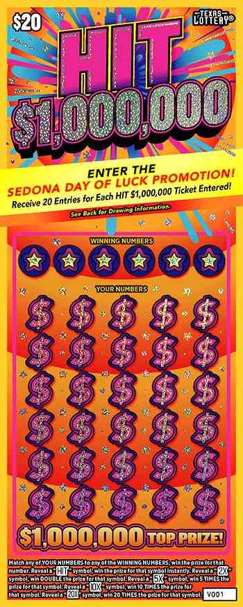 Hit $1,000,000 scratchcard - game number #2567 - front