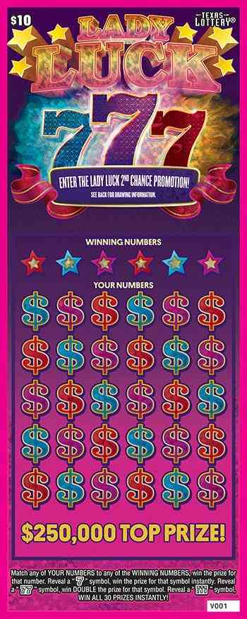 Lady Luck 777 scratchcard - game number #2555 - front