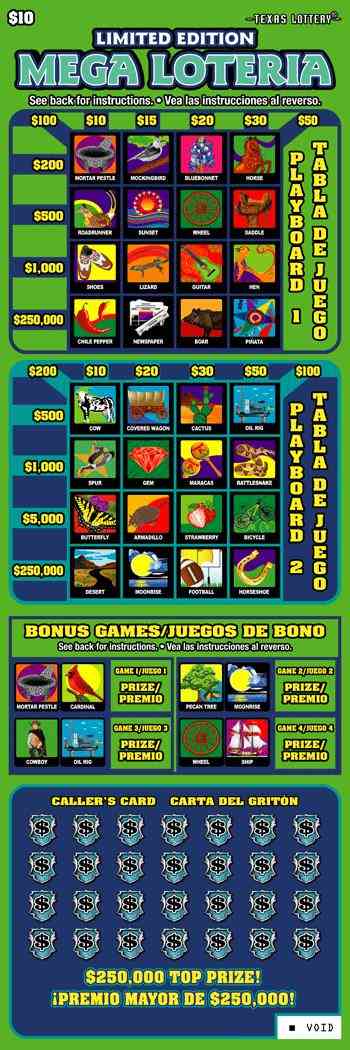 Limited Edition Mega Loteria scratchcard - game number #2623 - front