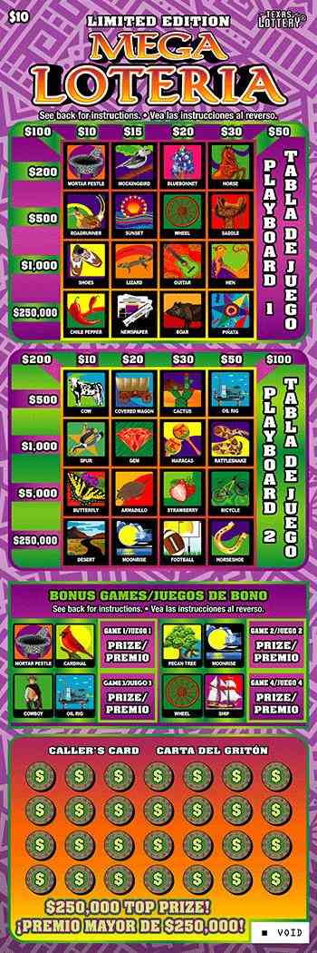 Limited Edition Mega Loteria scratchcard - game number #2721 - front