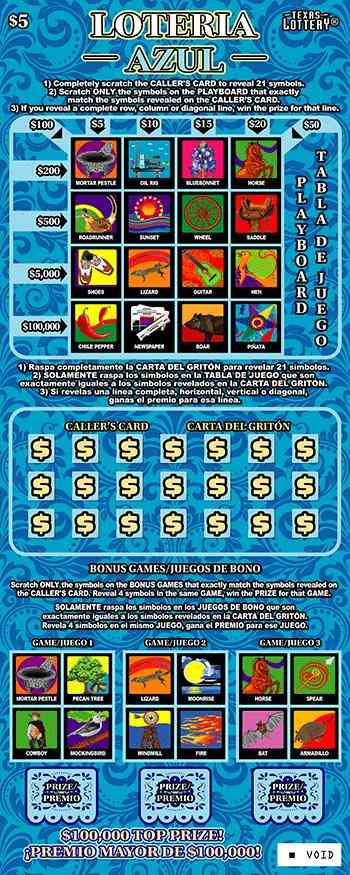 Loteria Azul scratchcard - game number #2765 - front