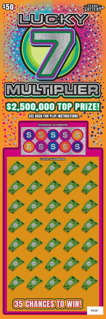Lucky 7 Multiplier scratchcard - game number #2771 - front