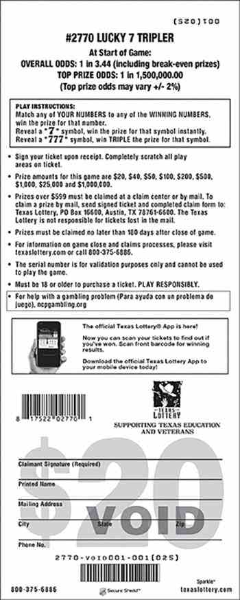 Lucky 7 Tripler scratchcard - game number #2770 - back