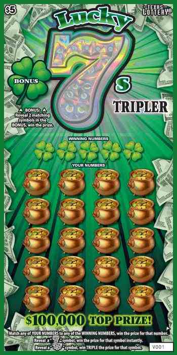 Lucky 7S Tripler scratchcard - game number #2723 - front