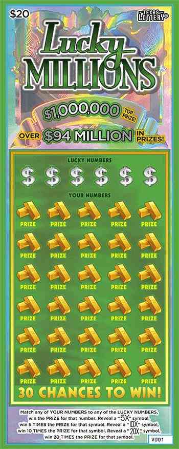 Lucky Millions scratchcard - game number #2603 - front