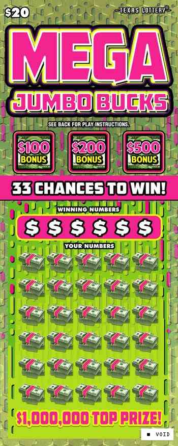 Mega Jumbo Bucks scratchcard - game number #2638 - front