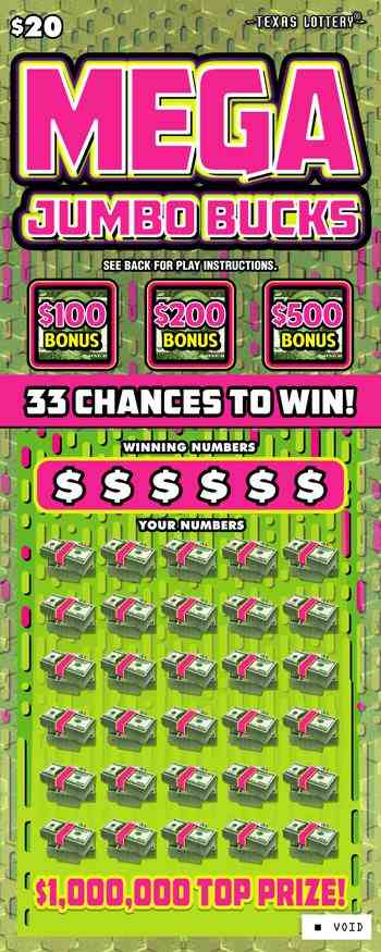 Mega Jumbo Bucks scratchcard - game number #2638 - front