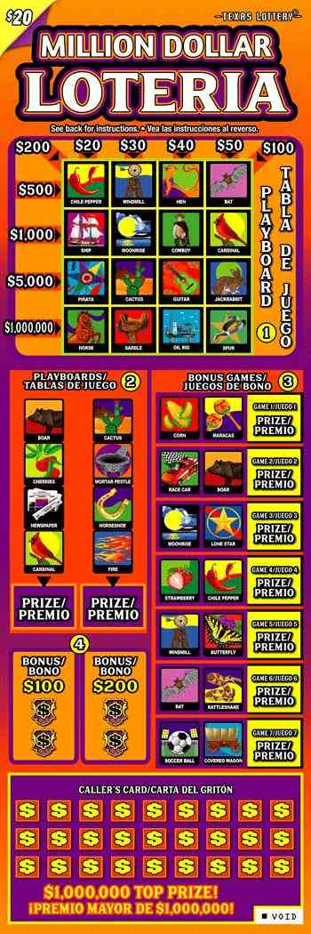 Million Dollar Loteria scratchcard - game number #2511 - front