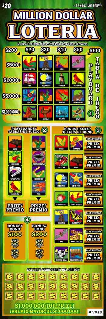 Million Dollar Loteria scratchcard - game number #2586 - front