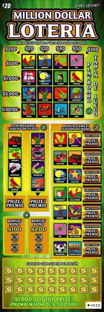 Million Dollar Loteria scratchcard - game number #2586 - front