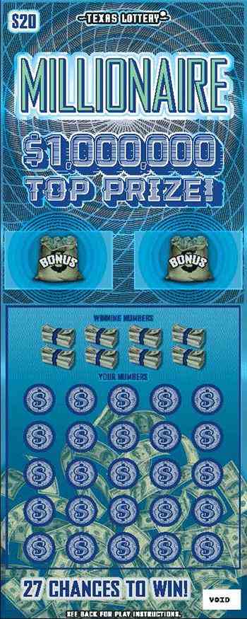 Millionaire scratchcard - game number #2695 - front
