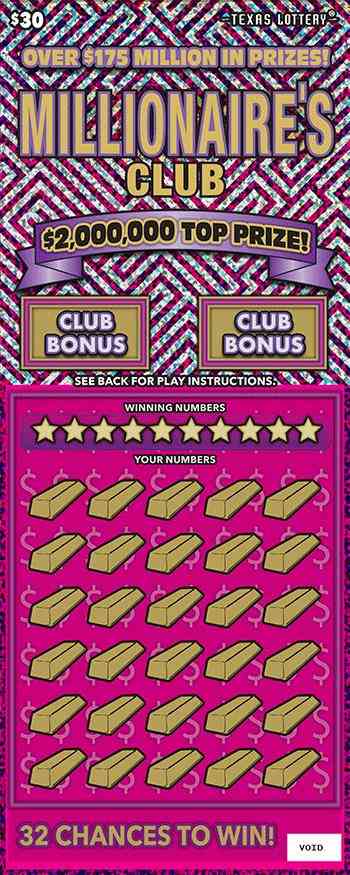Millionaire's Club scratchcard - game number #2730 - front