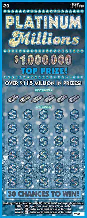 Platinum Millions scratchcard - game number #2495 - front