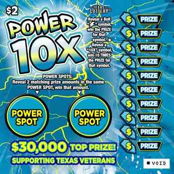 Power 10X scratchcard - game number #2496 - front