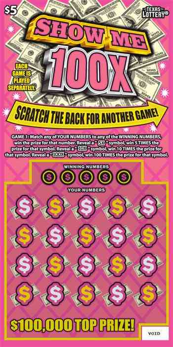 Show Me 100X scratchcard - game number #2550 - front