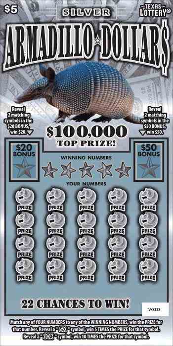 Silver Armadillo Dollar$ scratchcard - game number #2558 - front