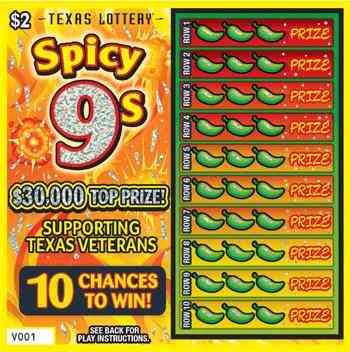 Spicy 9S scratchcard - game number #2597 - front