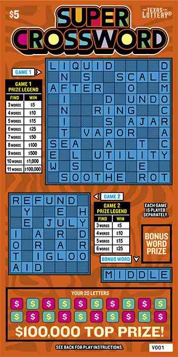 Super Crossword scratchcard - game number #2581 - front