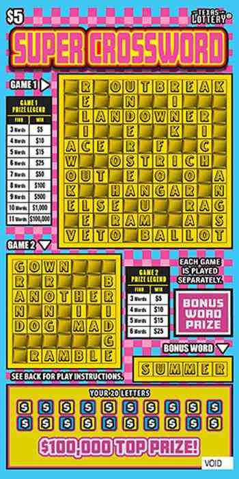 Super Crossword scratchcard - game number #2740 - front