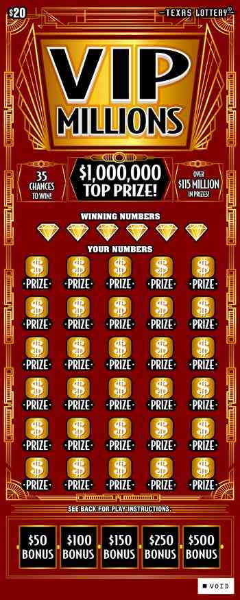 VIP Millions scratchcard - game number #2575 - front