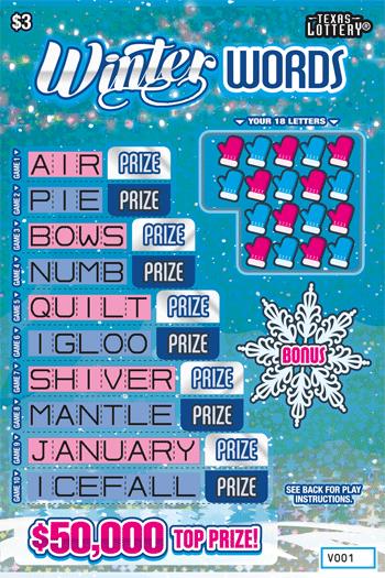 Winter Words scratchcard - game number #2605 - front