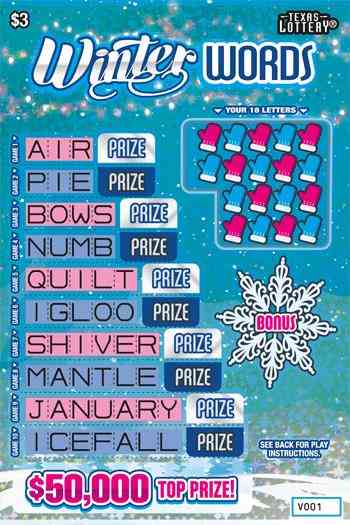 Winter Words scratchcard - game number #2605 - front