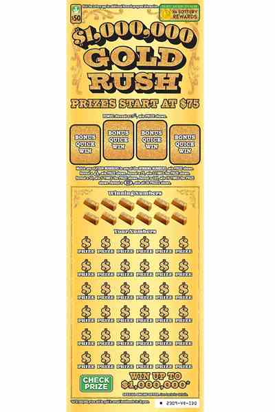 $1,000,000 Gold Rush scratchcard - game number #2309 - front