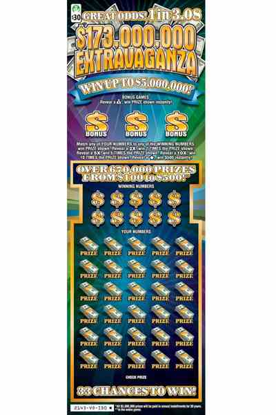 $173,000,000 Extravaganza                          scratchcard - game number #2143 - front