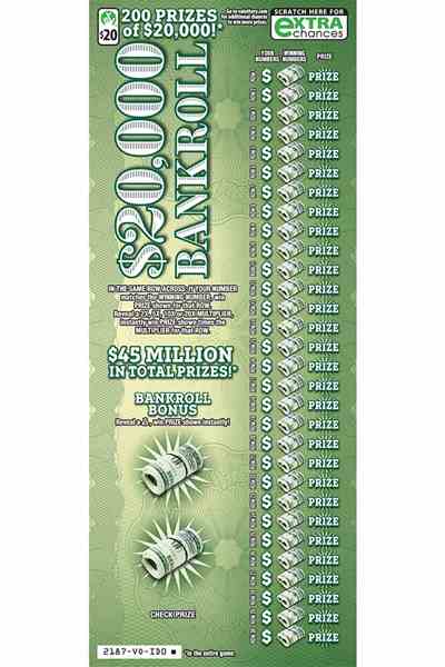 $20,000 Bankroll                                   scratchcard - game number #2187 - front