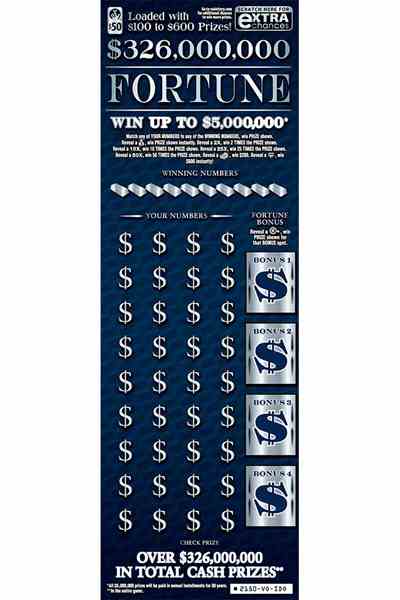 $326,000,000 FORTUNE                               scratchcard - game number #2150 - front