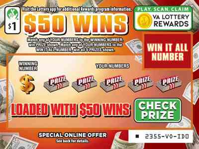 $50 Wins scratchcard - game number #2355 - front