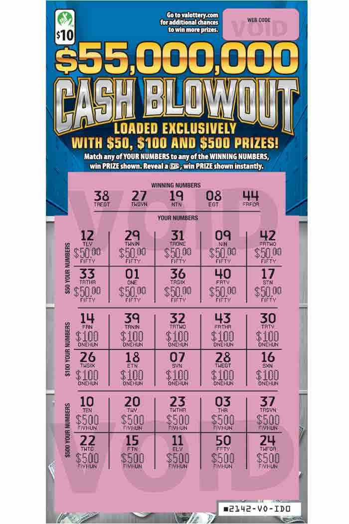 $55,000,000 Cash Blowout                           scratchcard - game number #2142 - front