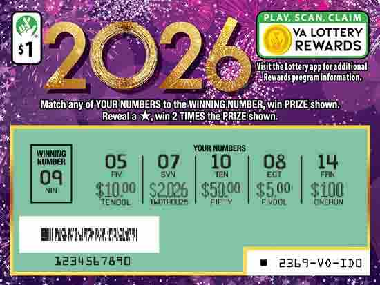 2026 scratchcard - game number #2369 - front-scratched