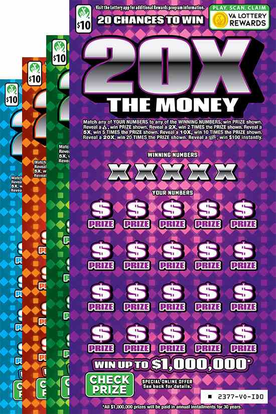 20X The Money scratchcard - game number #2377 - front