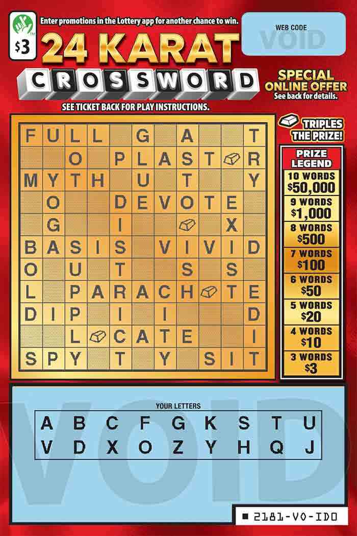 24 Karat Crossword                                 scratchcard - game number #2181 - front