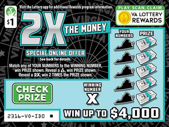 2X The Money scratchcard - game number #2316 - front