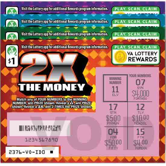 2X The Money scratchcard - game number #2376 - front-scratched