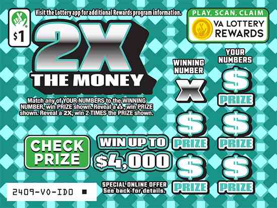 2X The Money scratchcard - game number #2409 - front