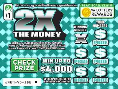 2X The Money scratchcard - game number #2409 - front