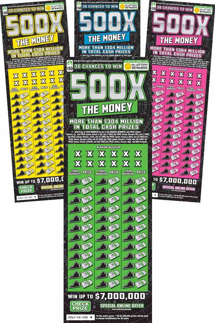 500X The Money scratchcard - game number #2267 - front