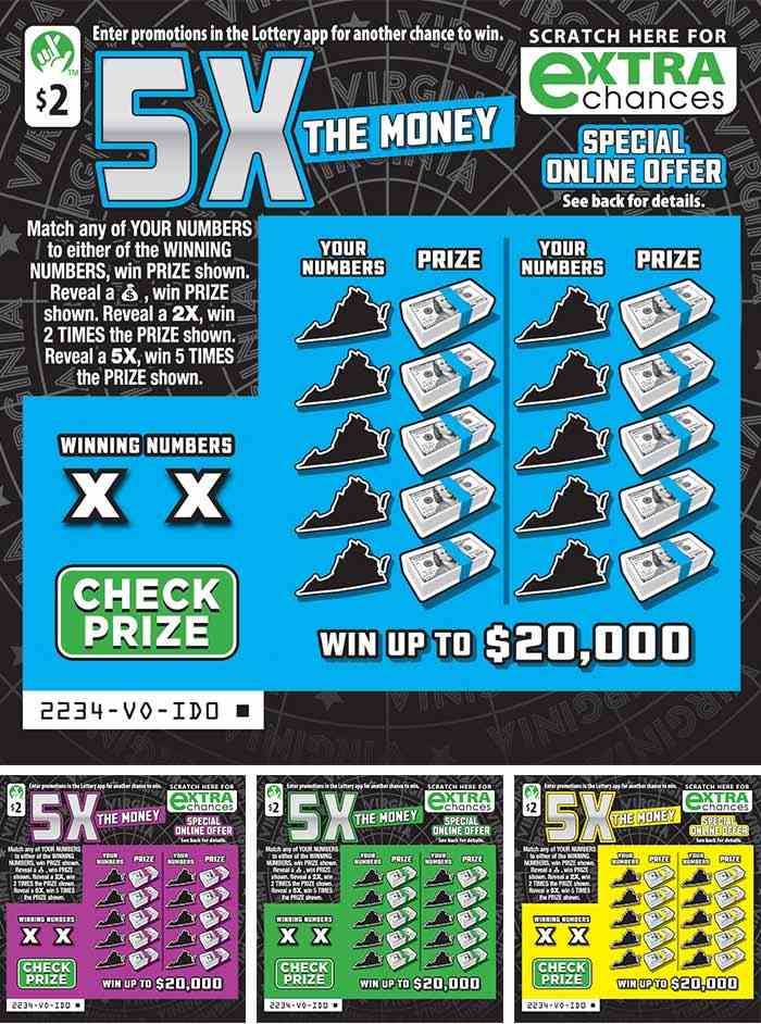 5X The Money scratchcard - game number #2234 - front