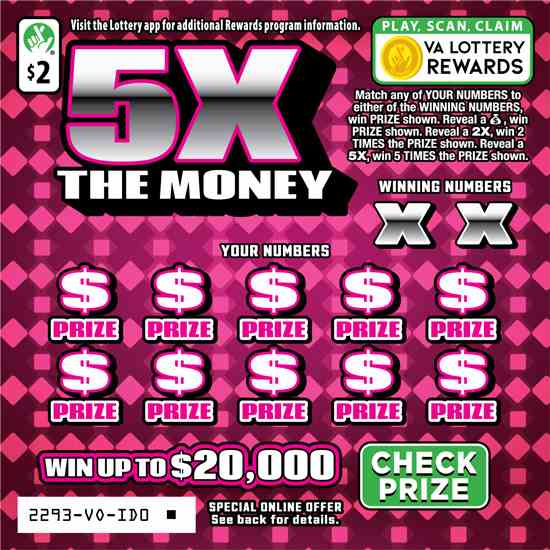 5X The Money scratchcard - game number #2293 - front