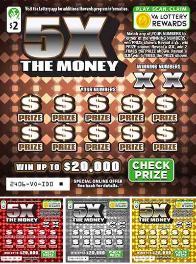5X The Money scratchcard - game number #2406 - front