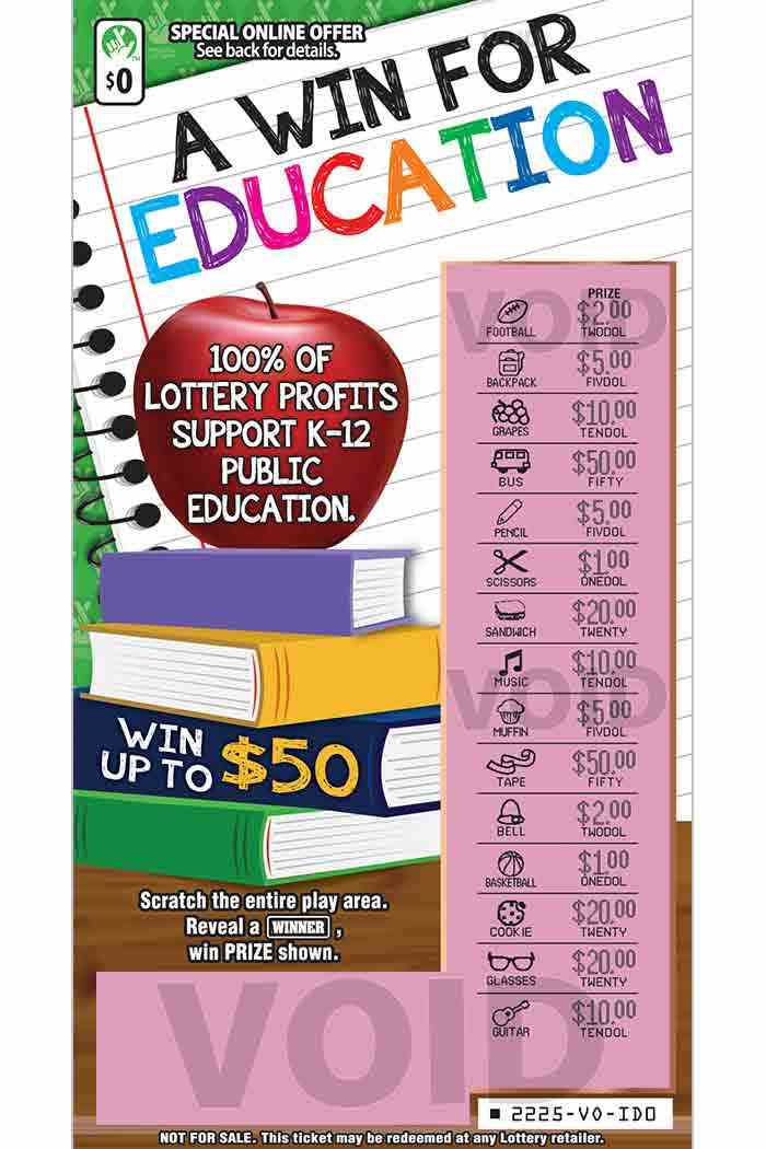 A Win For Education                                scratchcard - game number #2225 - front